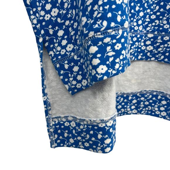 ADDISON BAY Lombard Crew Neck Pullover Top Courtside Blue Floral Cotton Sm NEW - Picture 8 of 14